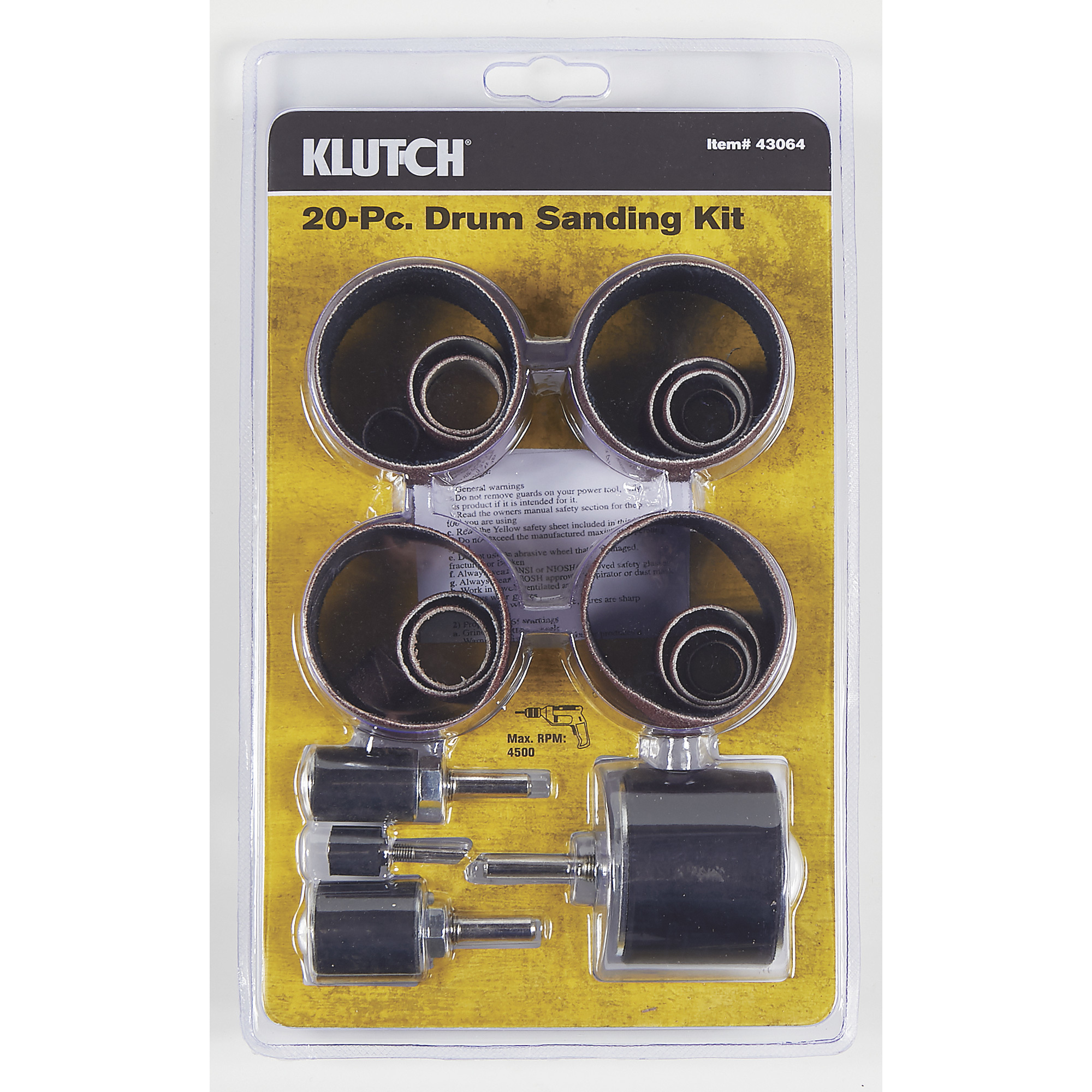 Klutch Sanding Drum Kit, 20-Pc.